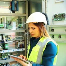 Lady Electrician working Lady Electrician working