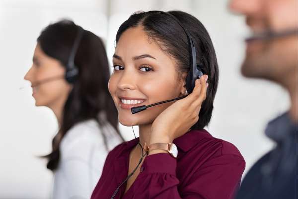 Woman attending call
